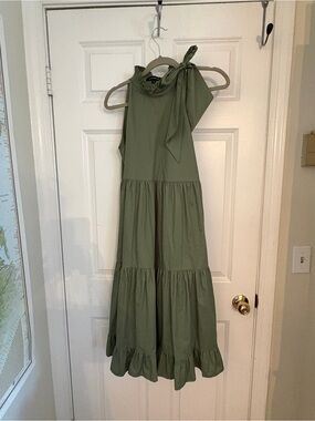 Women’s Wyatt Wylde Olive Green Tiered One-Shoulder Dress with Bow